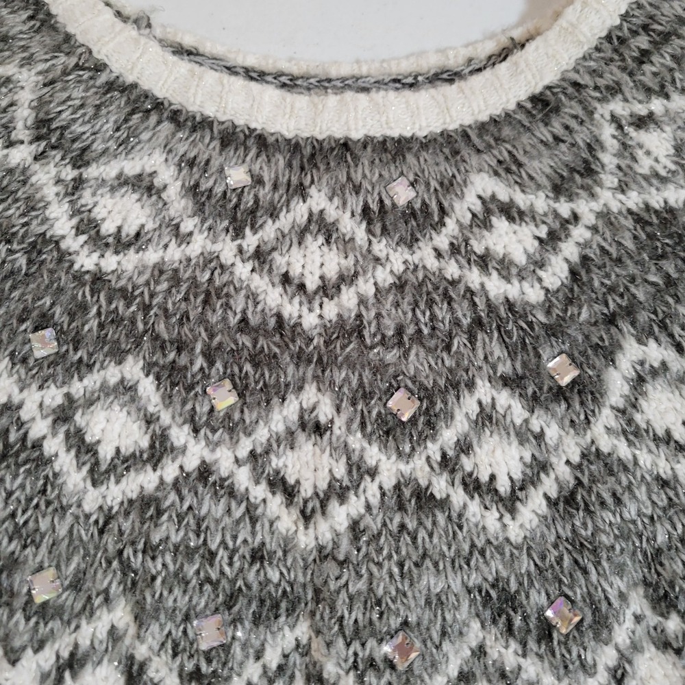 JUSTICE Girls Fair Isle Sweater Size 20 Holiday Christmas Rhinestone 0204 - Picture 3 of 8
